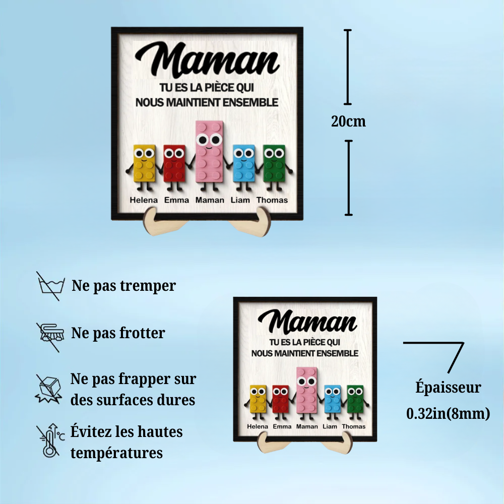Plaque en bois personnalisée à 2 couches – Puzzle mignon