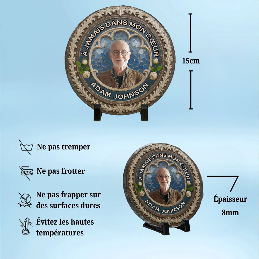 Plaque en ardoise personnalisée avec photo, texte et prénom – Cadeau de deuil