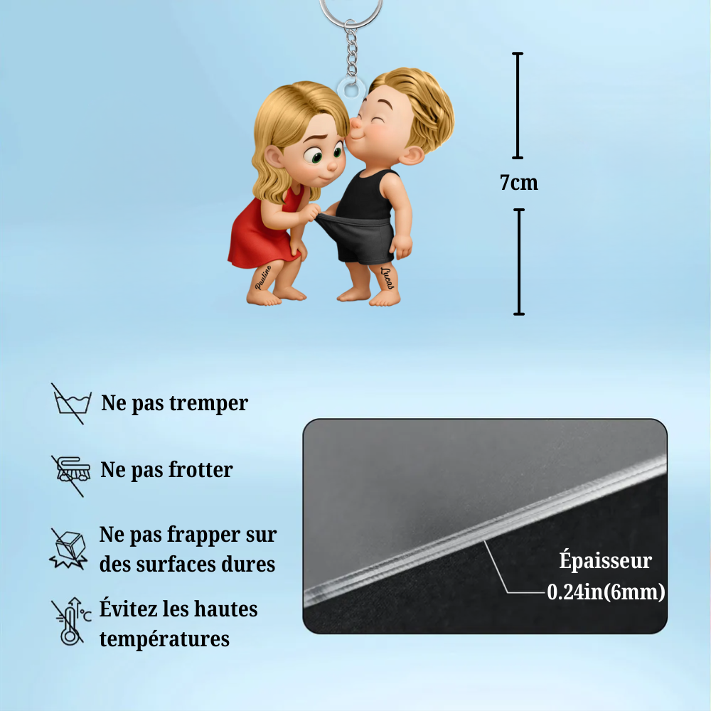 Porte-clés en acrylique personnalisé avec noms, cadeau pour couple