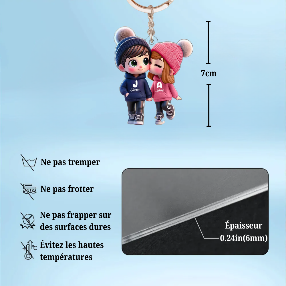 Porte-clés personnalisé – Adorables amoureux pour couple