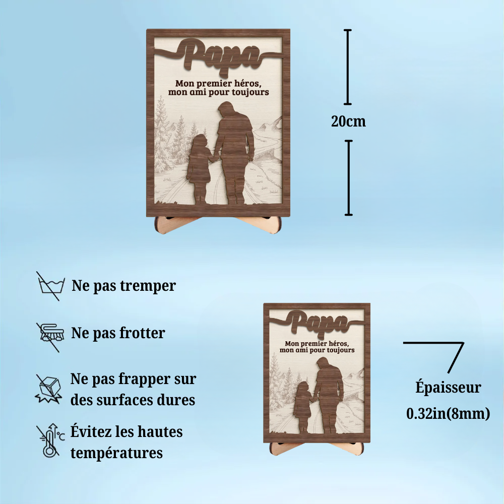 Panneau en bois personnalisé "Papa et enfant" pour père
