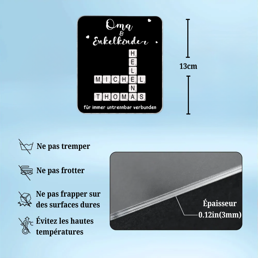 Aimant de réfrigérateur en acrylique personnalisé – Mots croisés