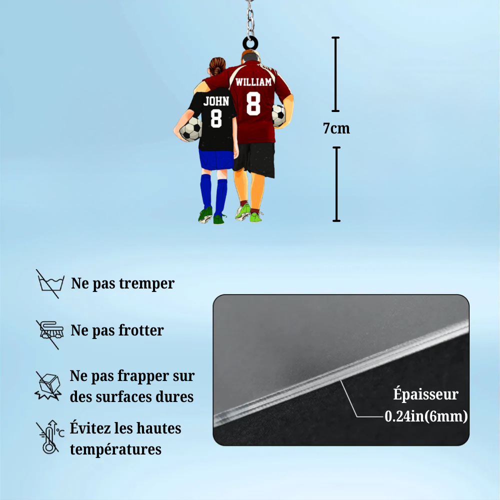 Porte-clés personnalisé Papa et enfant – Football