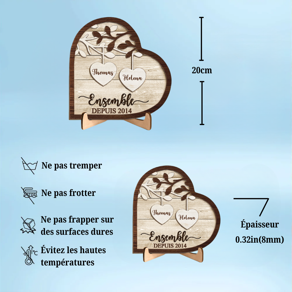 Ensemble depuis... – Plaque en bois personnalisée pour couple amoureux
