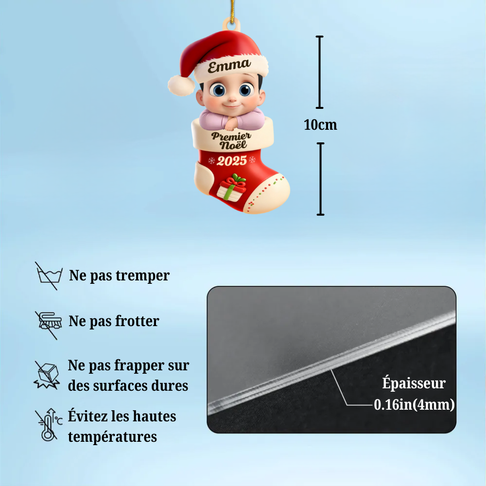 Premier Noël 2025 - Pendentif en acrylique Orement de Noël avec bébé