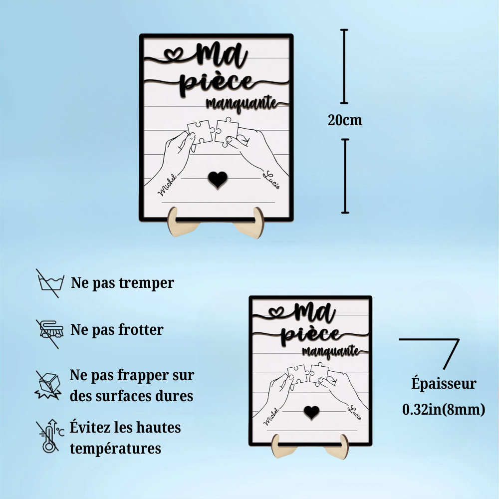 Tableau d'amour personnalisé en bois-Ma pièce manquante