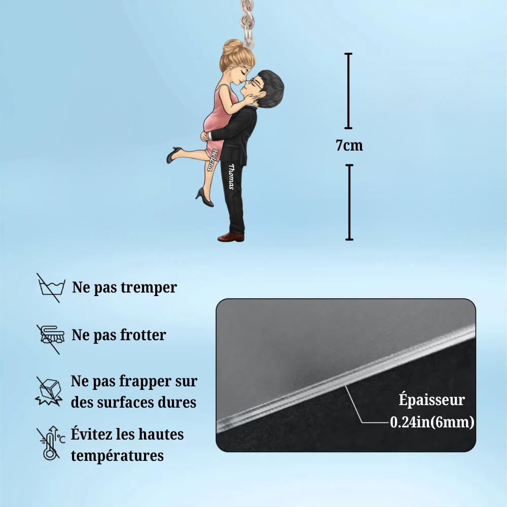 Porte-clés en acrylique personnalisé pour couple