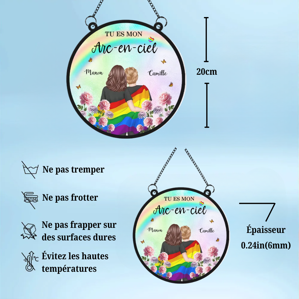 Porte-soleil personnalisé « Couple Arc-en-ciel » – Cadeau pour couples LGBT