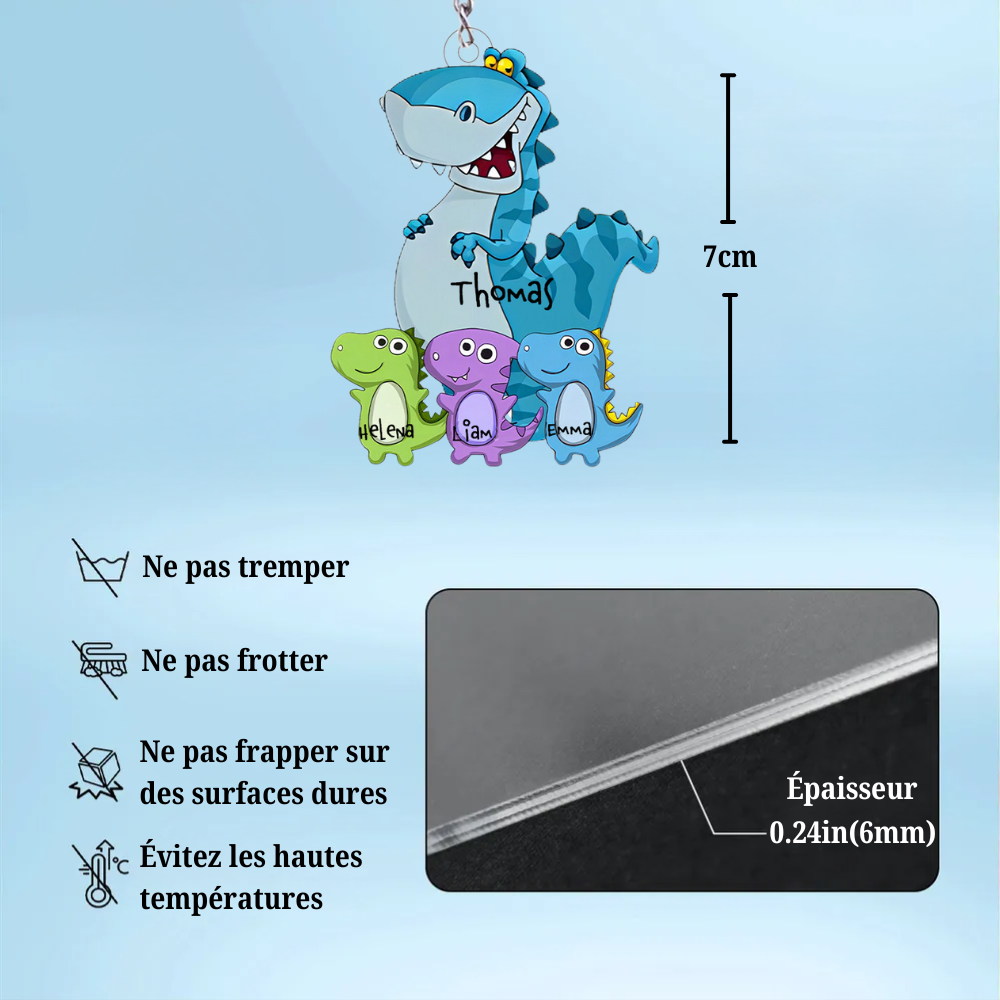 Porte-clés en acrylique personnalisé – Dinosaure pour Papi