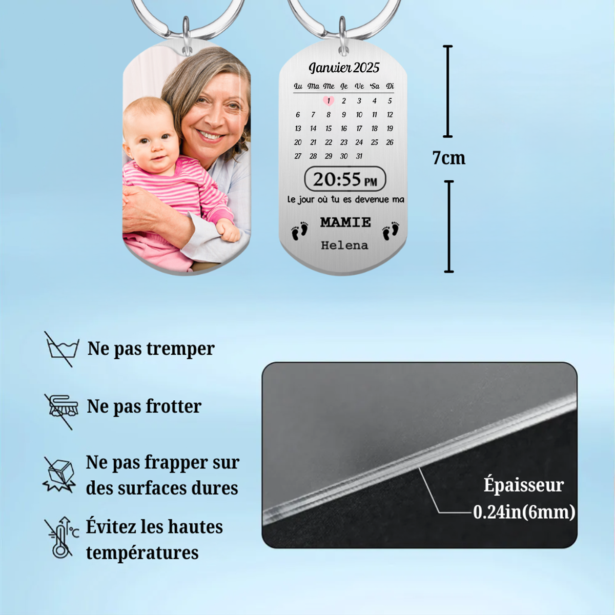 Le jour où tu deviendras mon...- Porte-clés calendrier avec photo