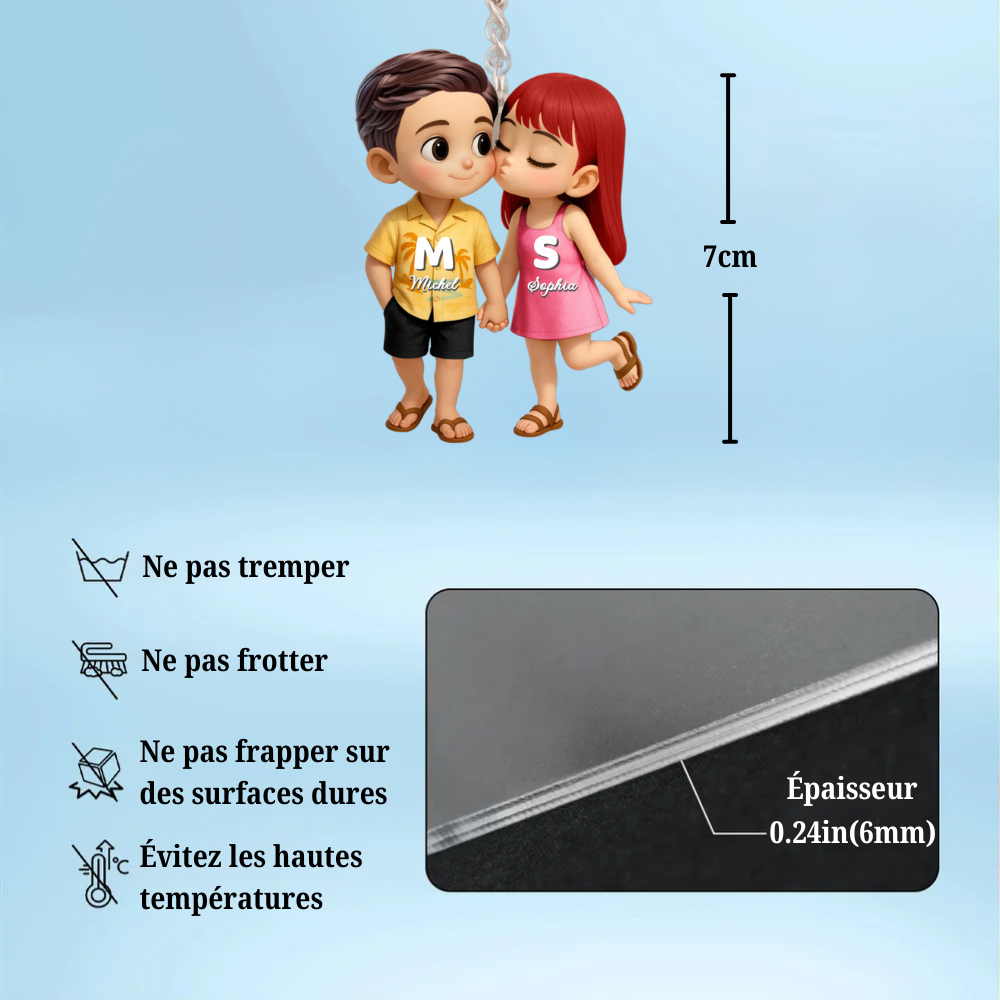 Porte-clés en acrylique personnalisé Couples d’été Cadeaux pour amoureux