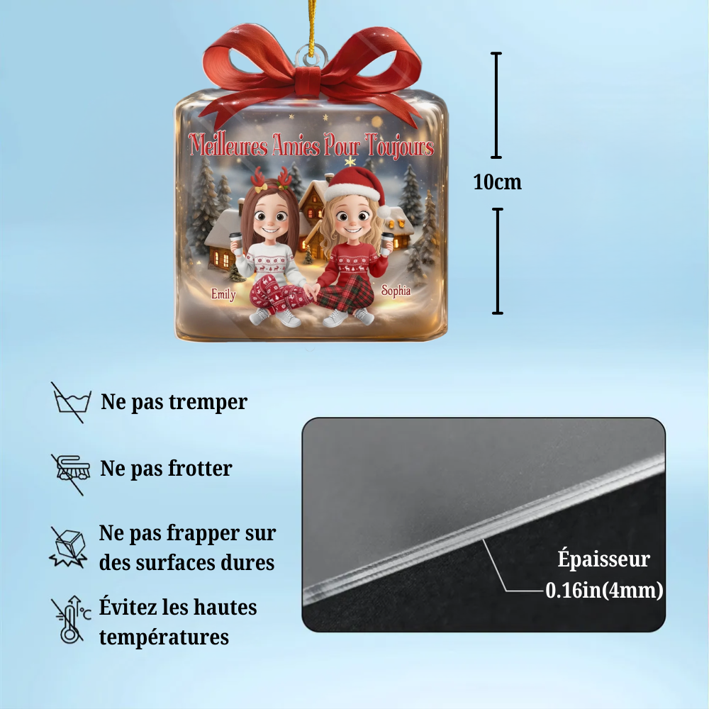 Pendentif de Noël personnalisé en acrylique, cadeau pour meilleure amie et sœur