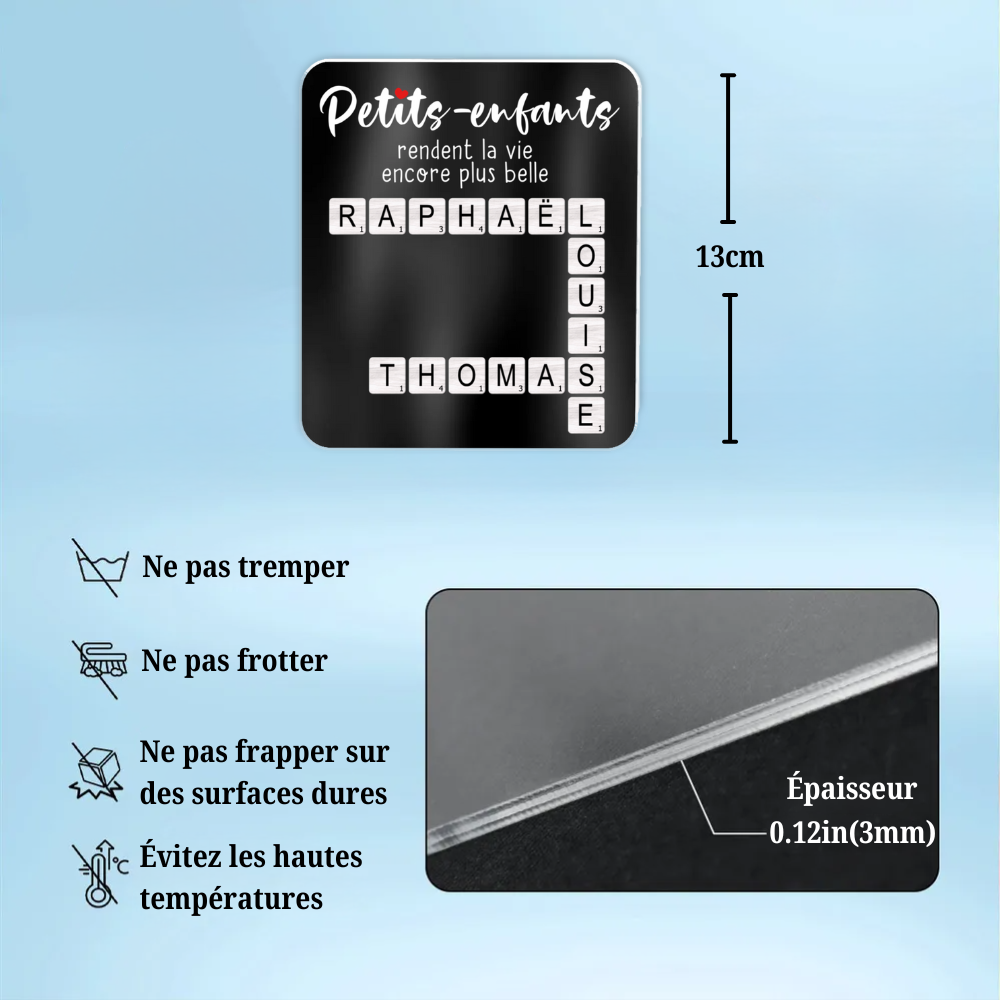 Magnet de réfrigérateur en acrylique personnalisé – Mots croisés – Cadeau pour Mamie