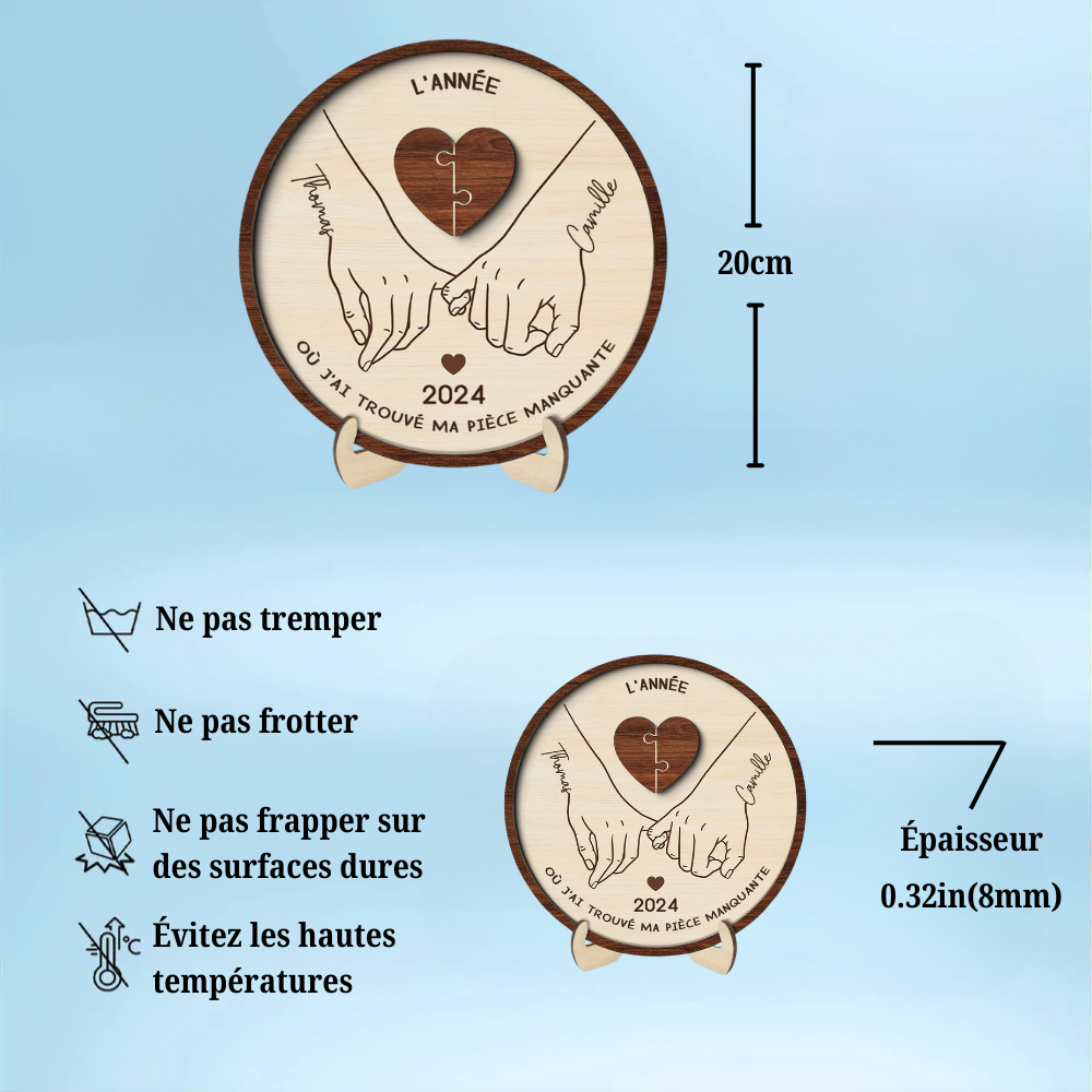 « Ma moitié manquante » – Plaque en bois personnalisée, cadeau pour couple