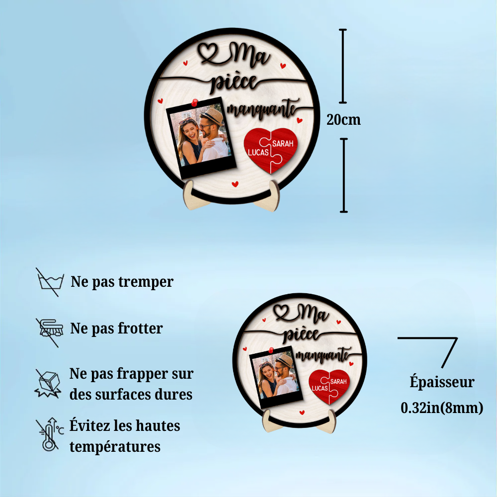 Plaque en bois personnalisée – « Ma moitié manquante » Cadeau pour couple