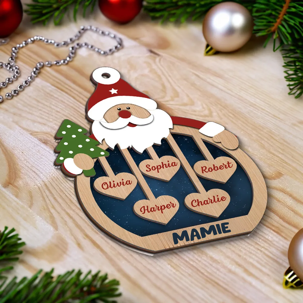 Les chéris du Père Noël - Ornement en bois personnalisé à 2 couches
