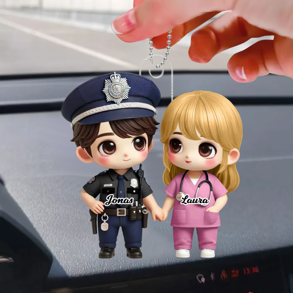 Porte-voiture en acrylique Couple en tenue professionnelle – Cadeau pour couple
