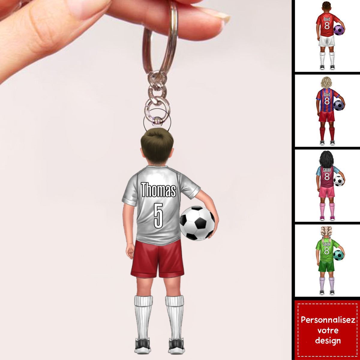 Enfant footballeur – Porte-clés personnalisé pour fils et fille