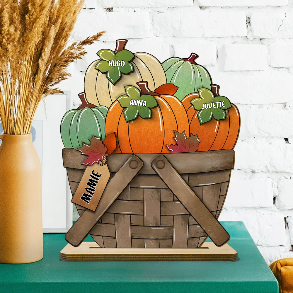 Plaque en bois personnalisée avec citrouilles – Cadeau pour Mamie