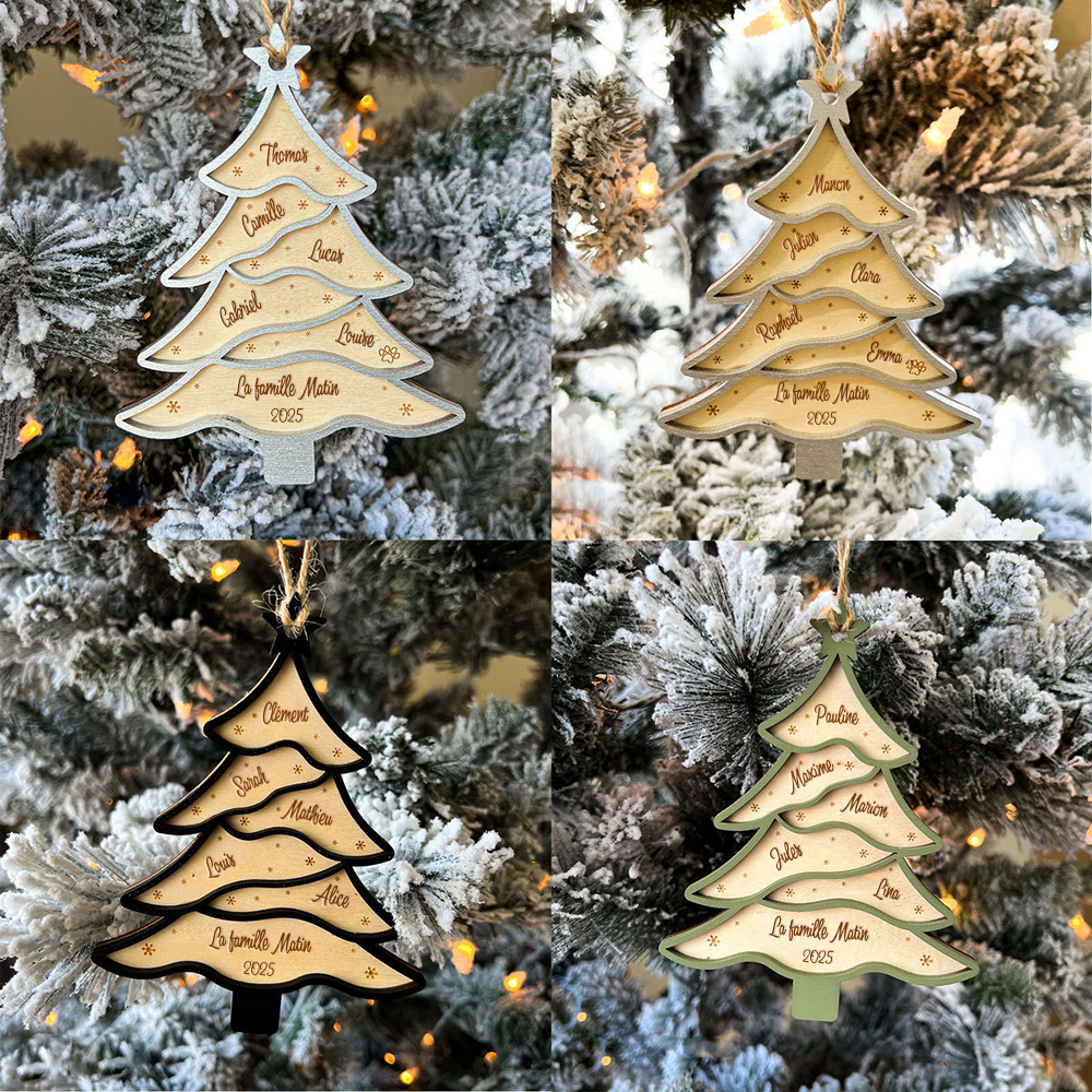Orement pour sapin de Noël avec sapin et nom Pendentif de Noël personnalisé