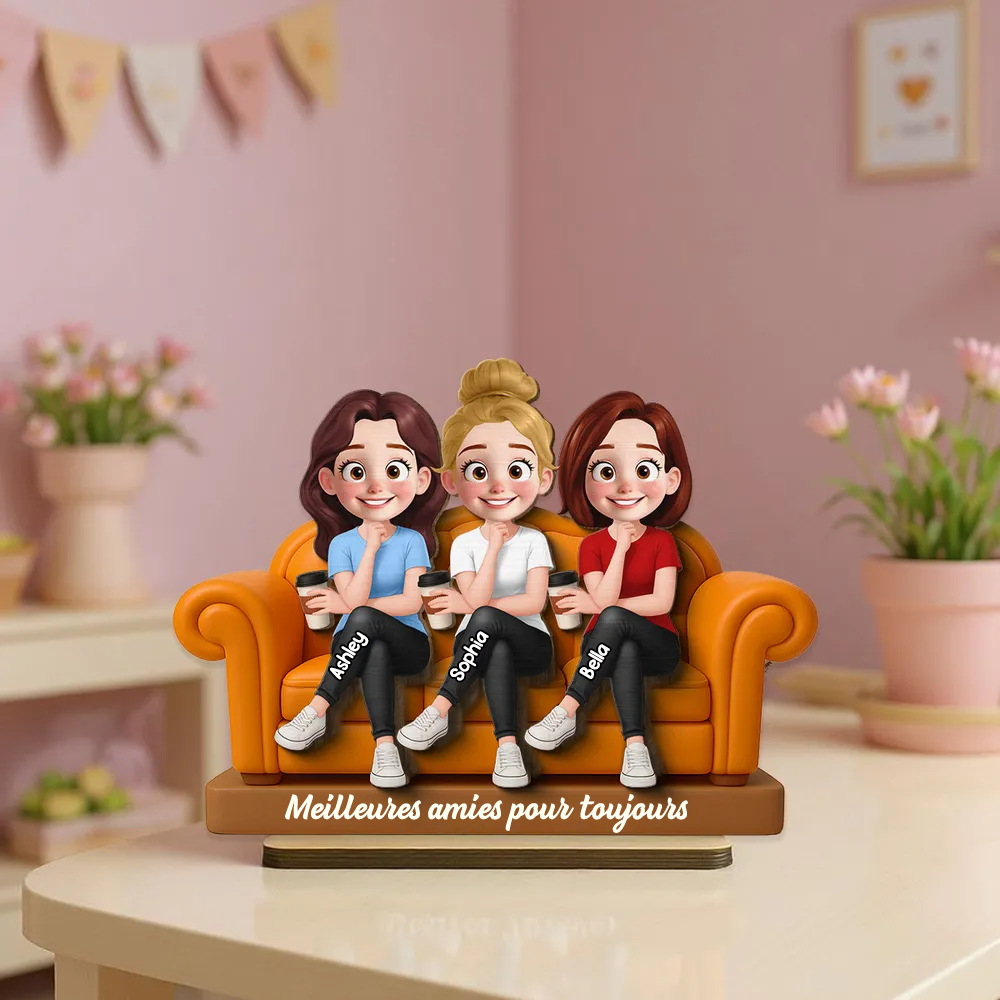 Plaque en bois personnalisée avec 2 à 5 femmes – Cadeau pour sœurs et meilleures amies
