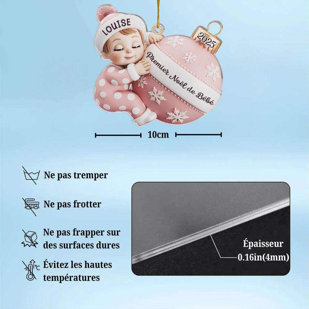« Premier Noël de bébé » Orement en acrylique avec nom Décoration de Noël personnalisée
