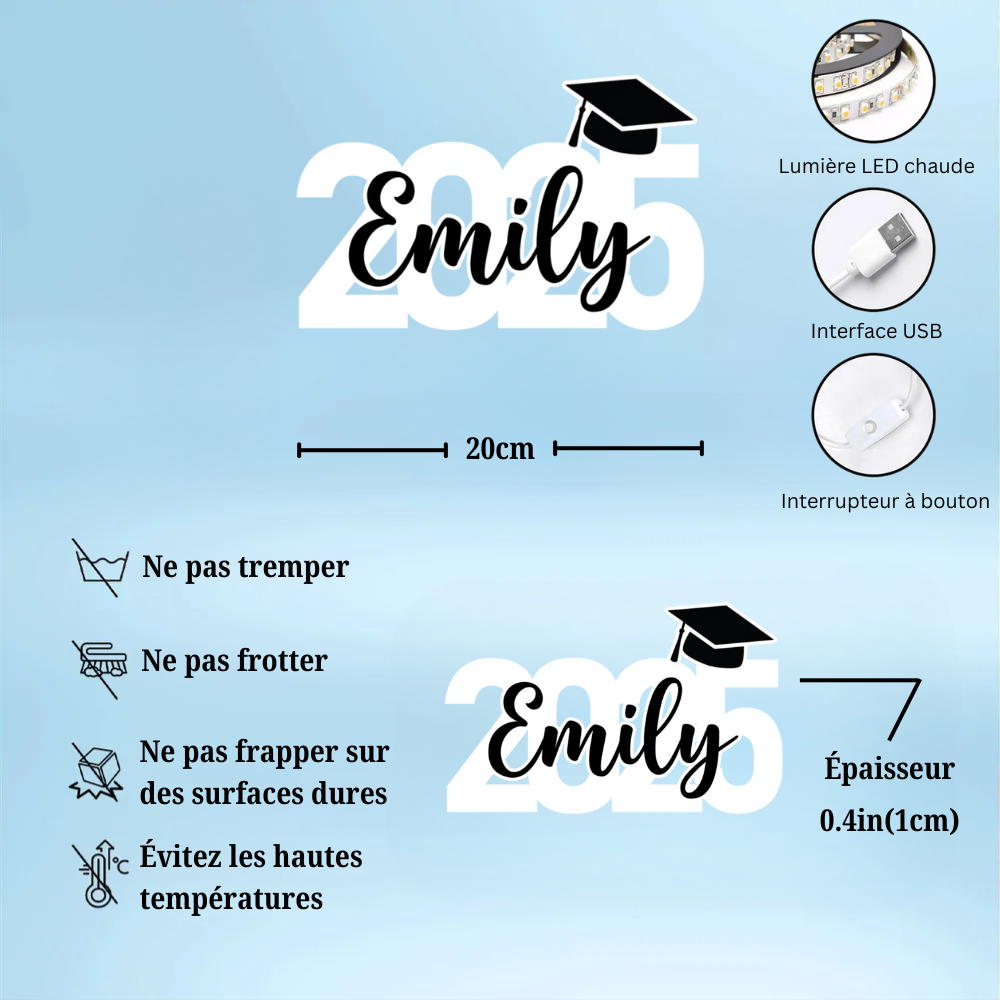 Boîte lumineuse de fin d'études – Promotion 2025