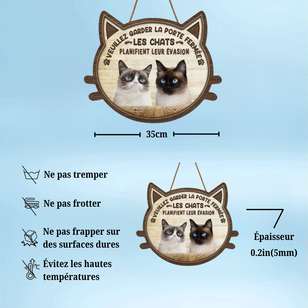 Panneau en bois personnalisé avec motif de chat – panneau photo en bois