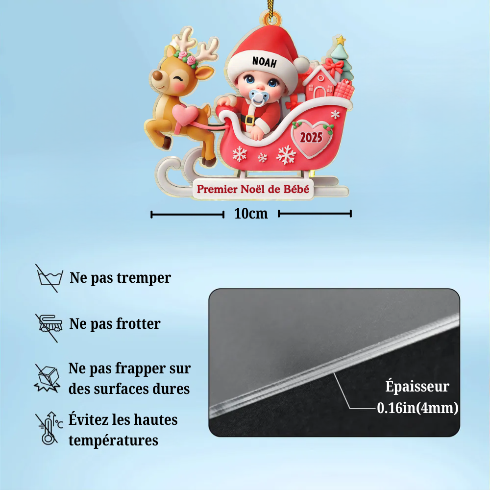 Premier Noël de bébé - Orement de Noël personnalisée avec nom et année