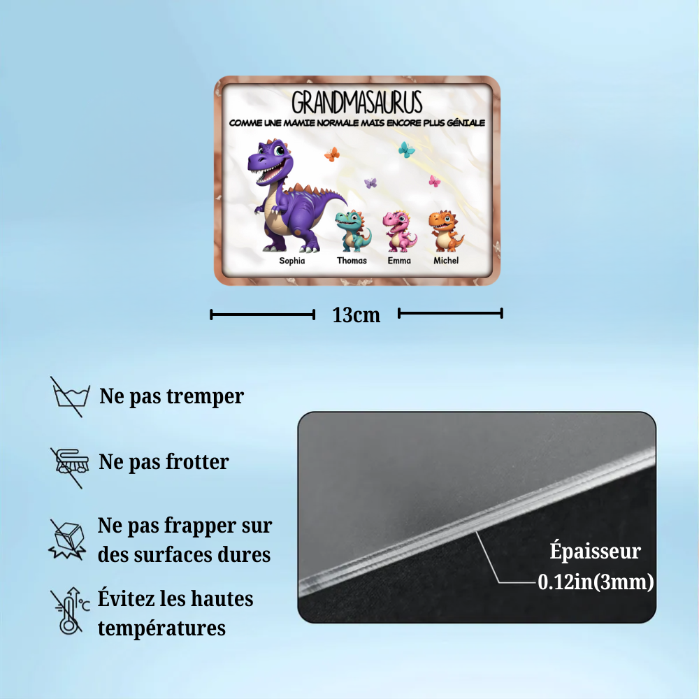 Maman/Mamie Dinosaure – Magnets de réfrigérateur en acrylique personnalisés