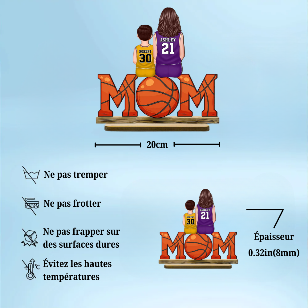 Maman de basketteur – Plaque en bois personnalisée MOM