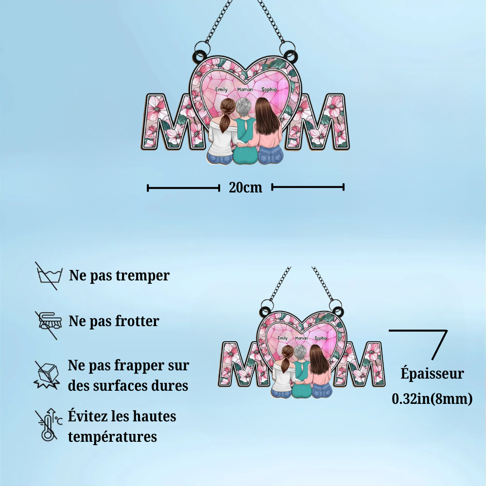 Capteur de soleil personnalisé pour maman avec 1 à 5 enfants