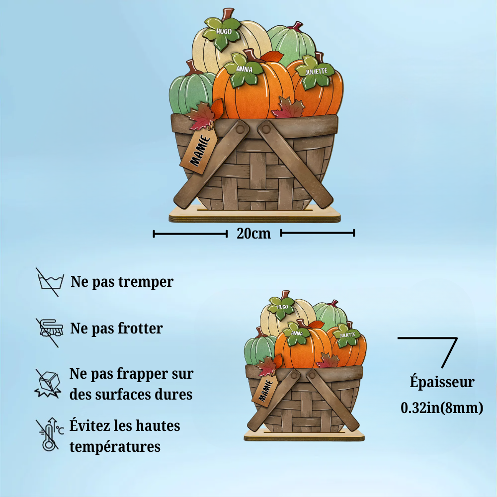 Plaque en bois personnalisée avec citrouilles – Cadeau pour Mamie