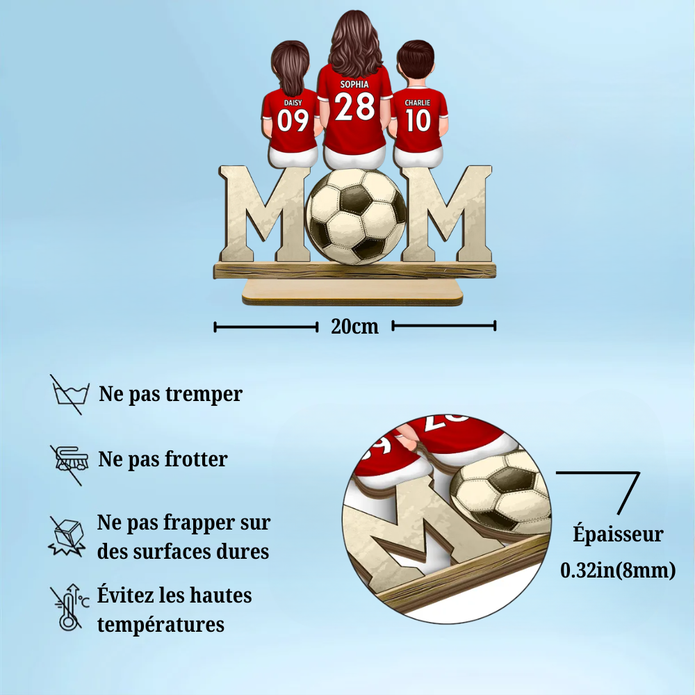 Maman de footballeur – Plaque en bois personnalisée MOM