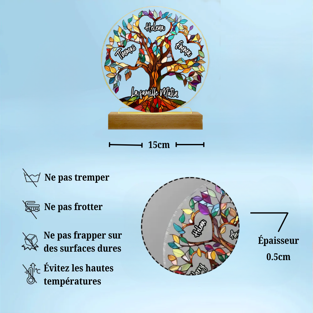 Arbre généalogique – Veilleuse LED personnalisée pour la famille