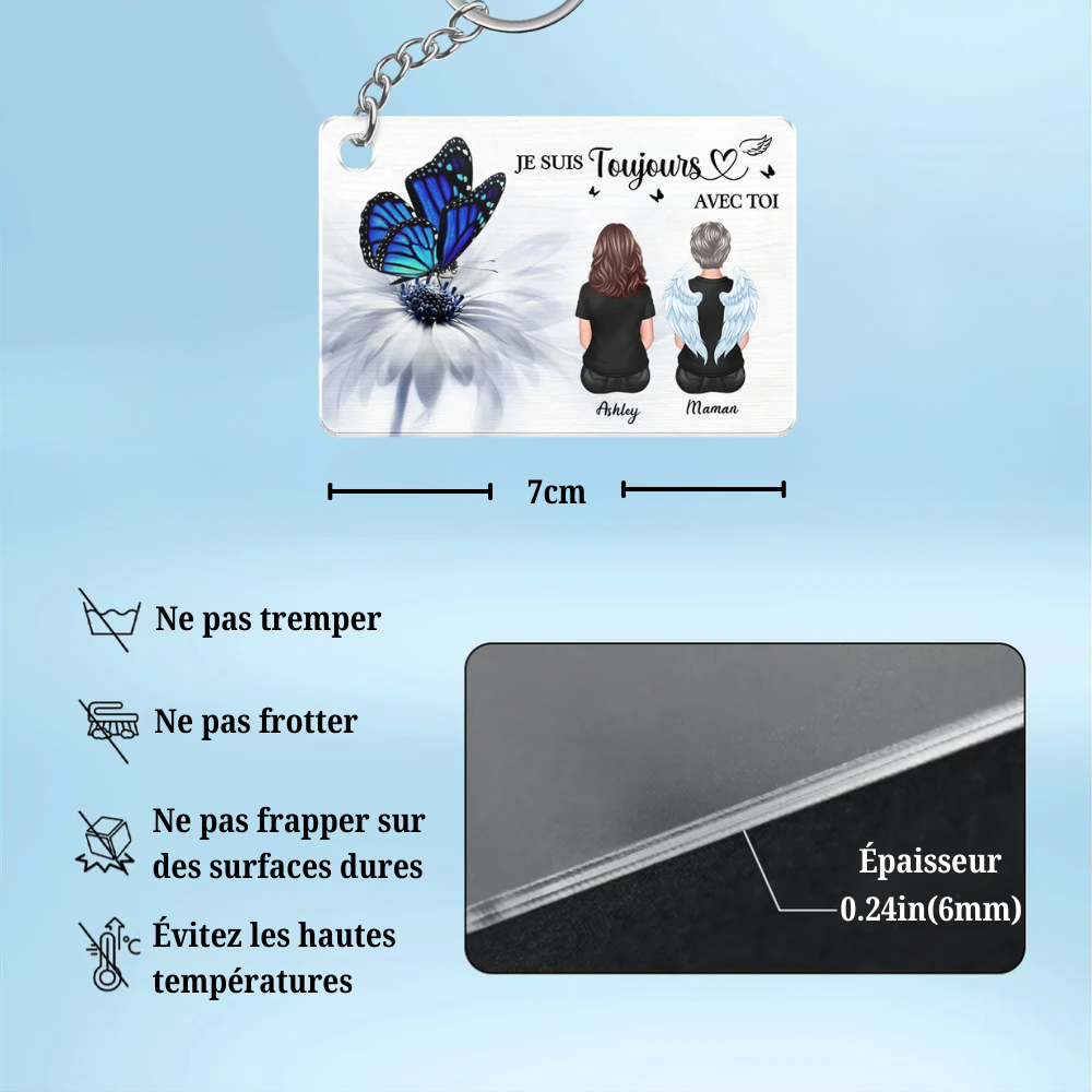 Toujours avec toi – Porte-clés personnalisé en acrylique, souvenir de deuil