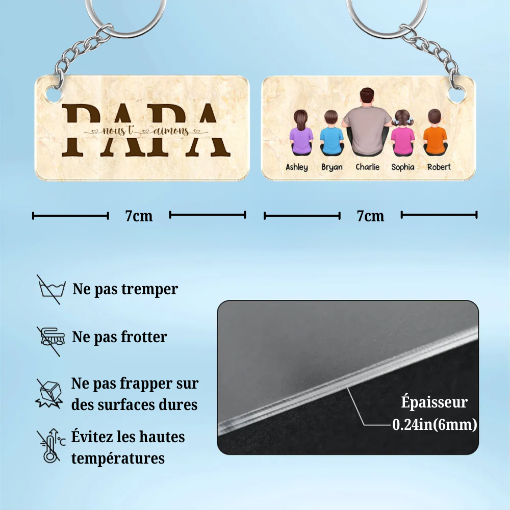 Cadeau pour Papa – Porte-clés acrylique personnalisé