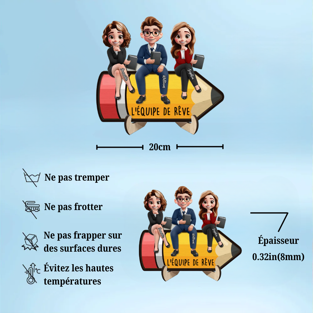 Plaque en bois personnalisée – Décoration de bureau, cadeau pour enseignant(e) et collègues