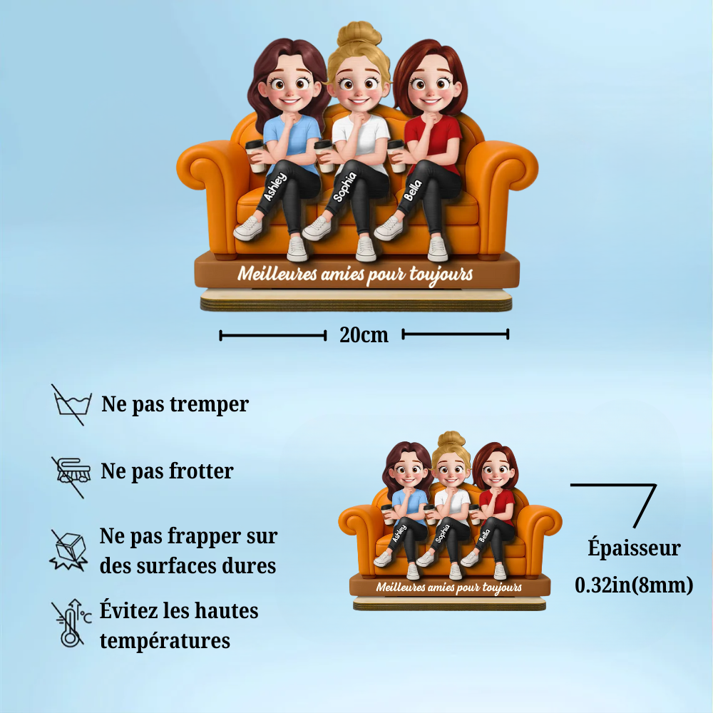 Plaque en bois personnalisée avec 2 à 5 femmes – Cadeau pour sœurs et meilleures amies