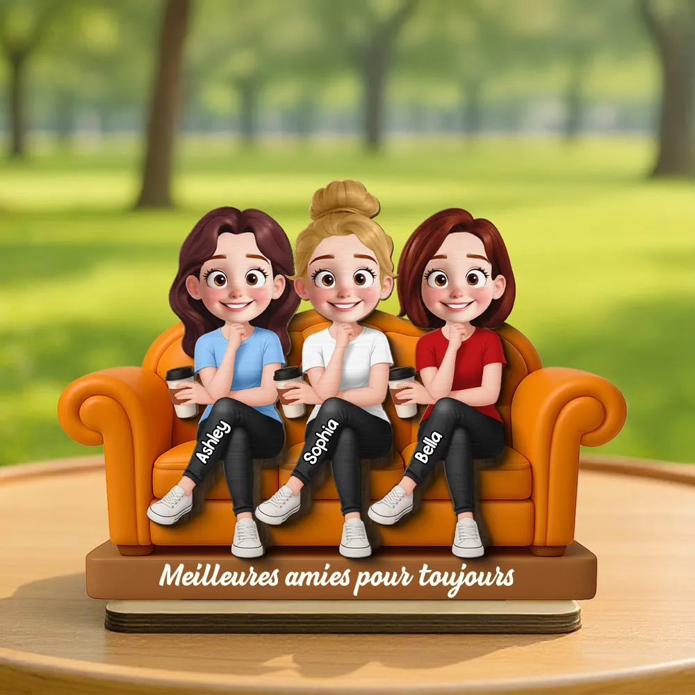 Plaque en bois personnalisée avec 2 à 5 femmes – Cadeau pour sœurs et meilleures amies