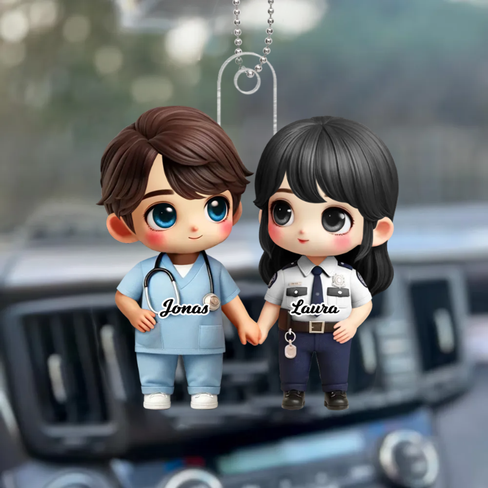 Porte-voiture en acrylique Couple en tenue professionnelle – Cadeau pour couple