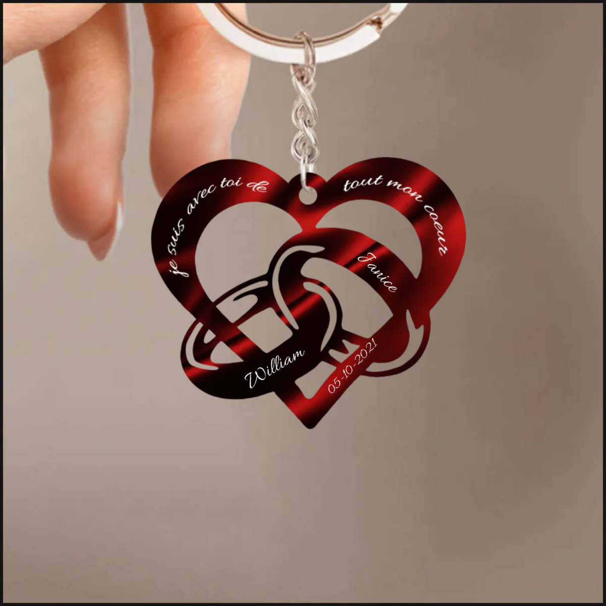 Porte-clés Amour infini 2 noms et date
