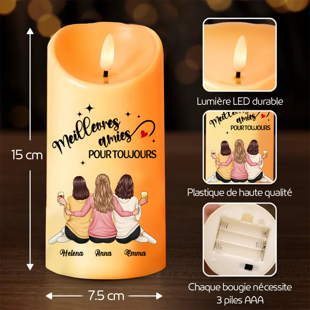 Bougie LED personnalisée pour sœurs