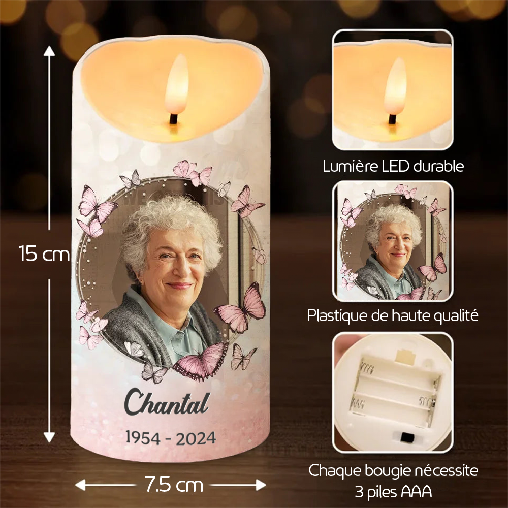 En souvenir affectueux de... – Bougie LED funéraire personnalisée avec photo