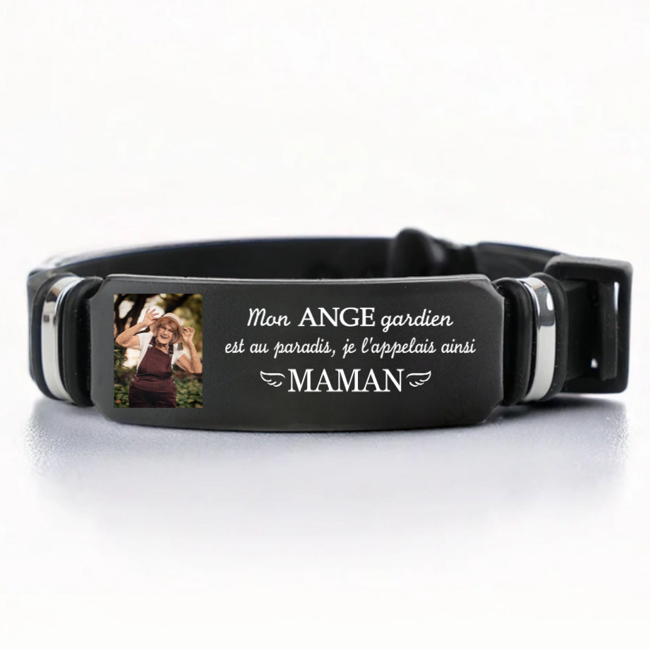Bracelet en silicone personnalisé Ange gardien – Cadeau de deuil