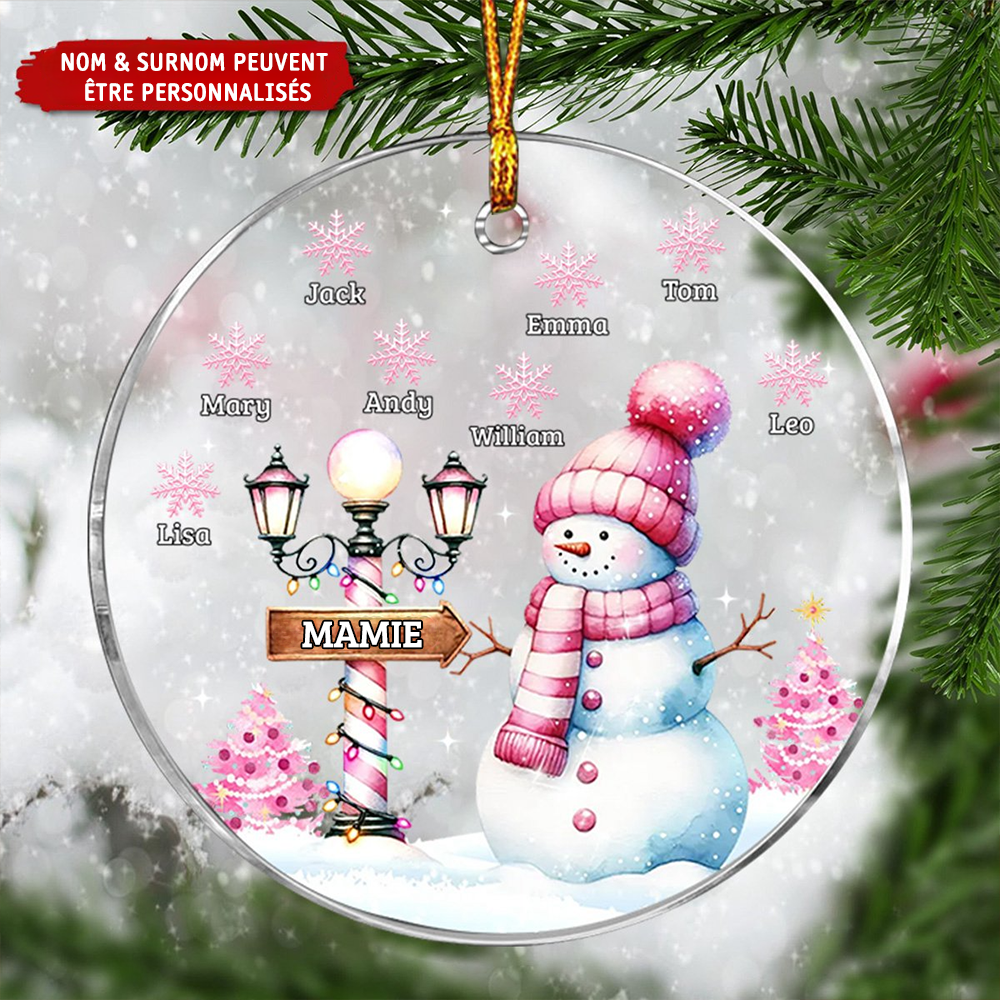 Pendentif personnalisé Bonhomme de neige - Décorations de Noël Magie d'hiver de grand-mère