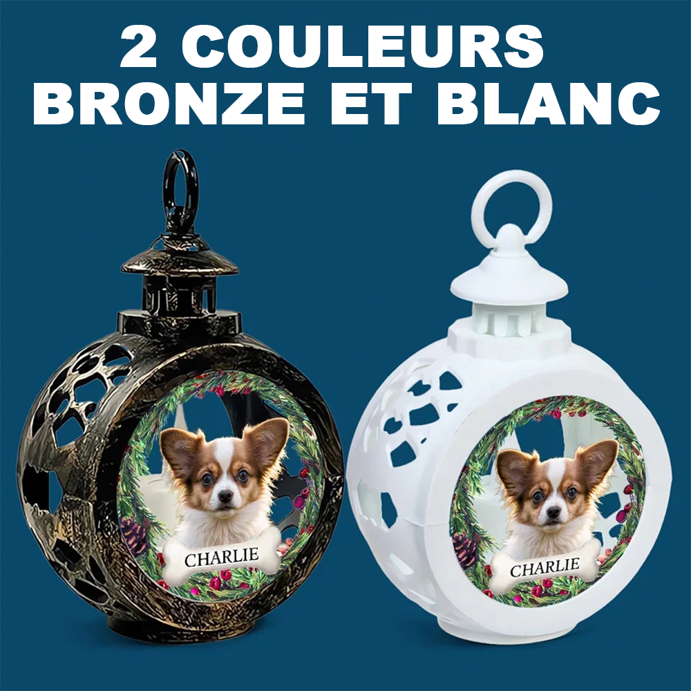 Ornements de lanterne à bougie avec photo pour animaux de compagnie
