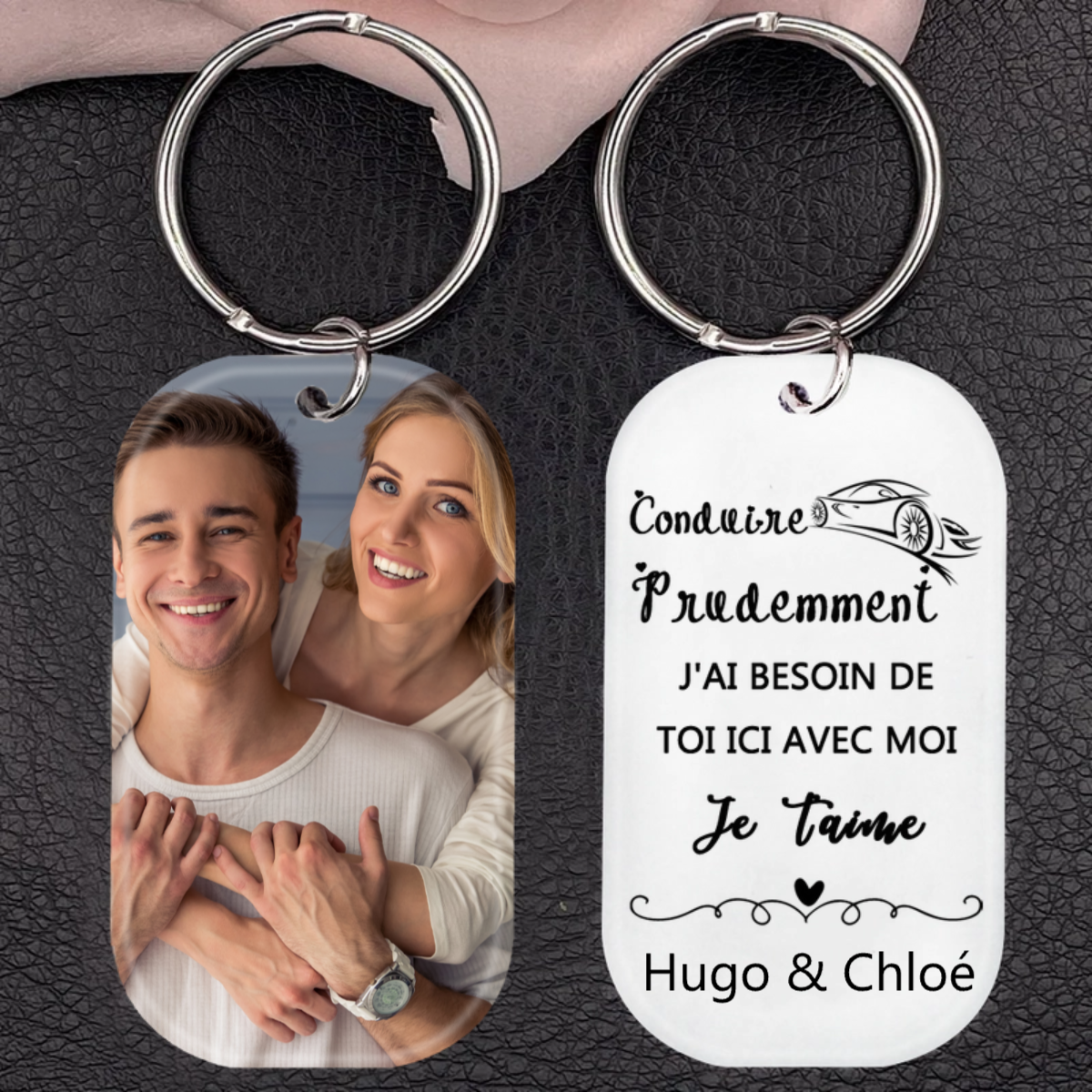 Acrylique Photo Porte-clés avec gravure-Cadeaux de Saint-Valentin