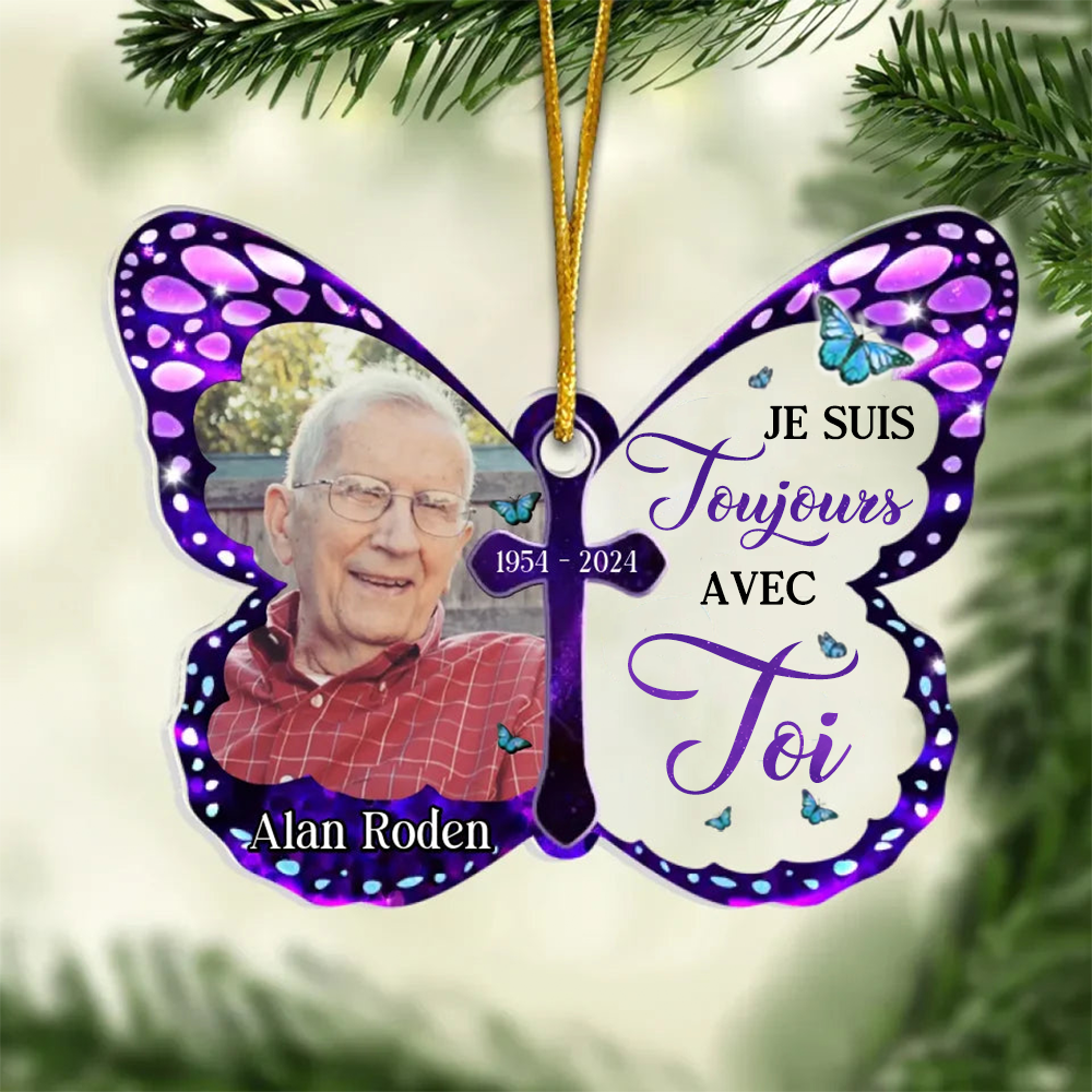 Pendentif Papillon avec photo - Cadeau de deuil personnalisé
