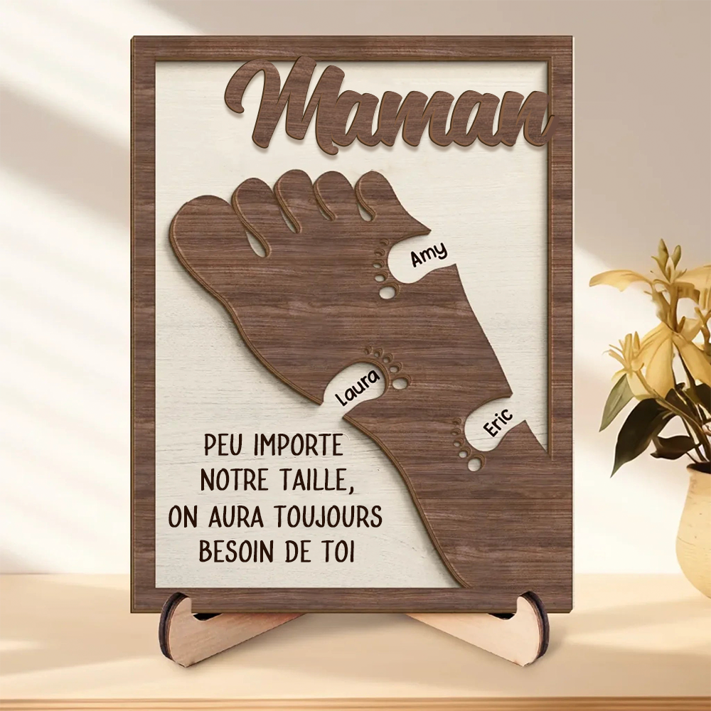 Plaque en bois personnalisée – Empreintes pour Papa